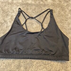 Hollister Gilly Hicks Black Strappy Back Sports Bra Women Large L Activewear